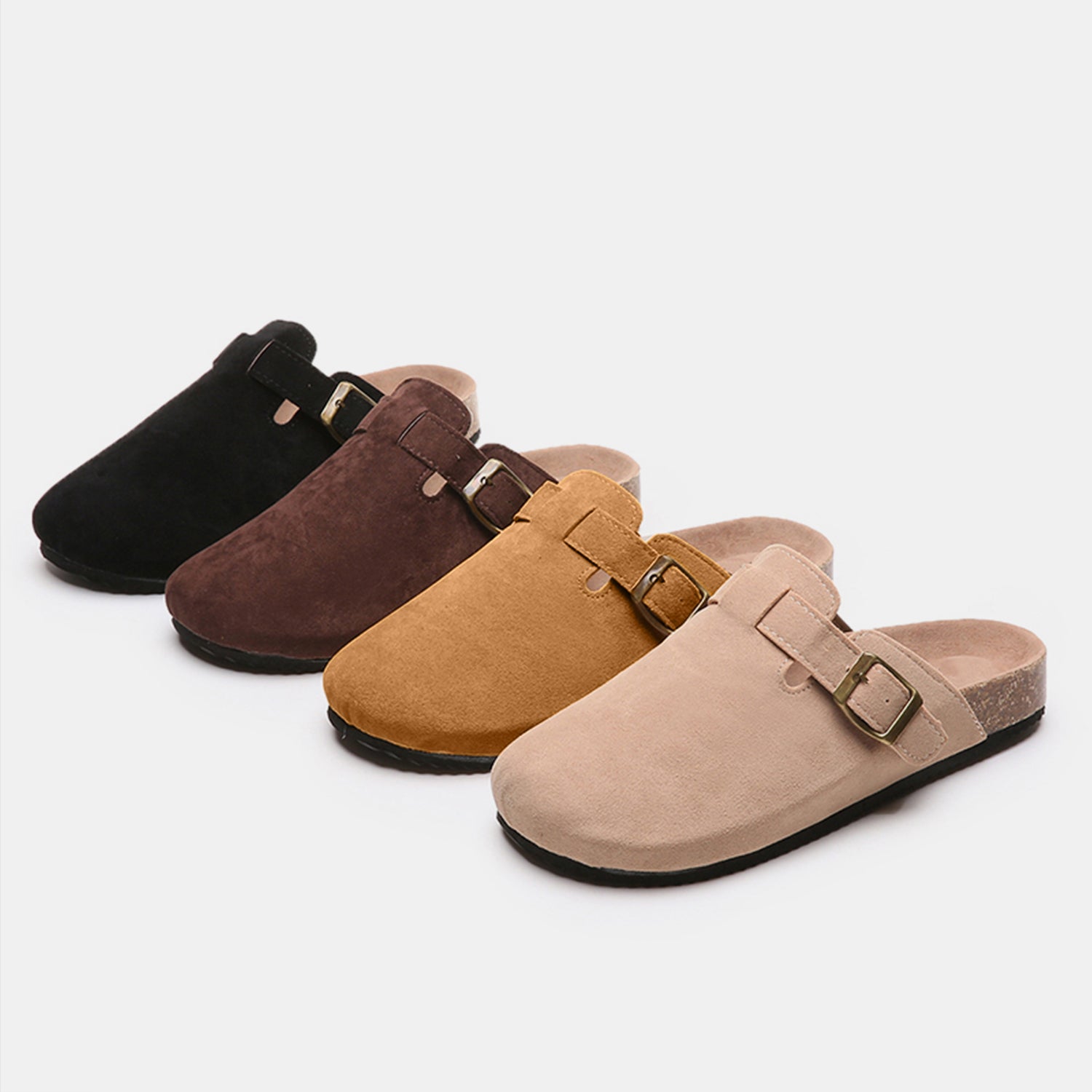 Suede Closed Toe Buckle Slide-Teresa&#39;s Fashionista LLC