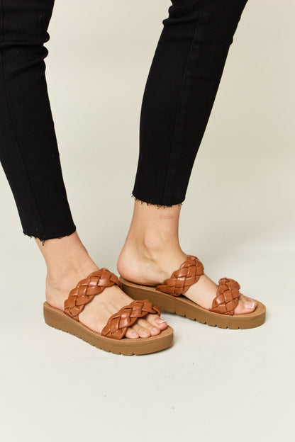 WILD DIVA Woven Dual Band Platform Sandals-Teresa&#39;s Fashionista LLC