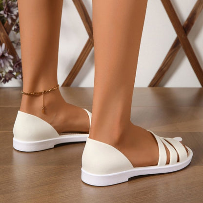 PU Leather Three-Strap Sandals-Teresa&#39;s Fashionista LLC