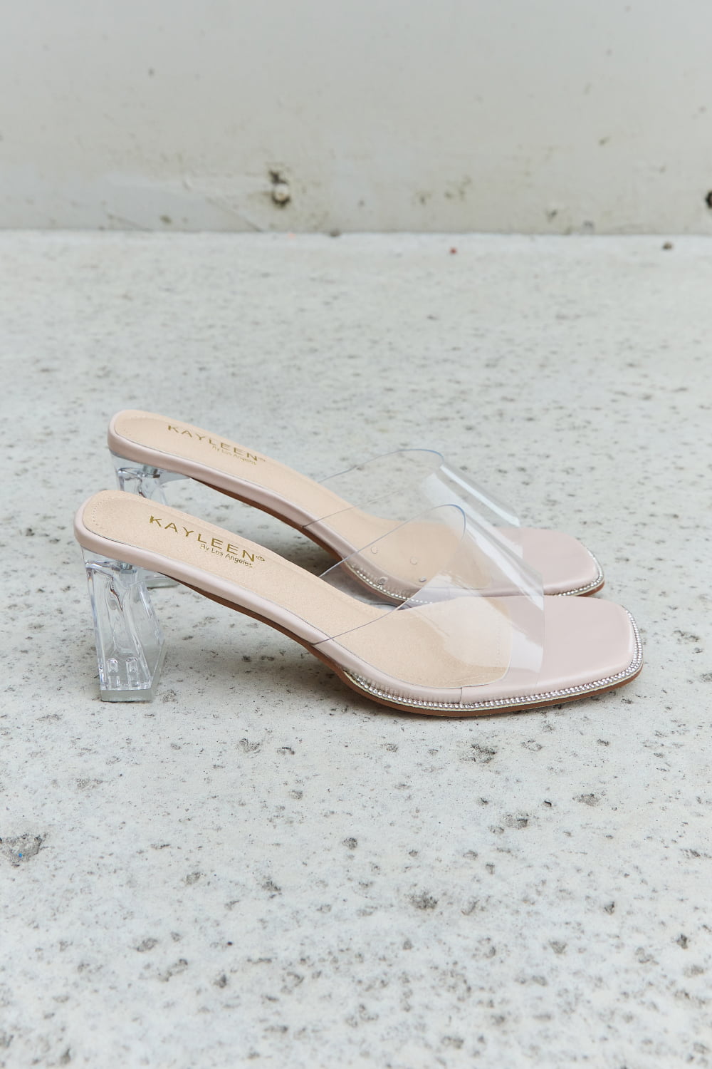 DDK Make Myself Clear Mule Block Heels-Teresa&#39;s Fashionista LLC