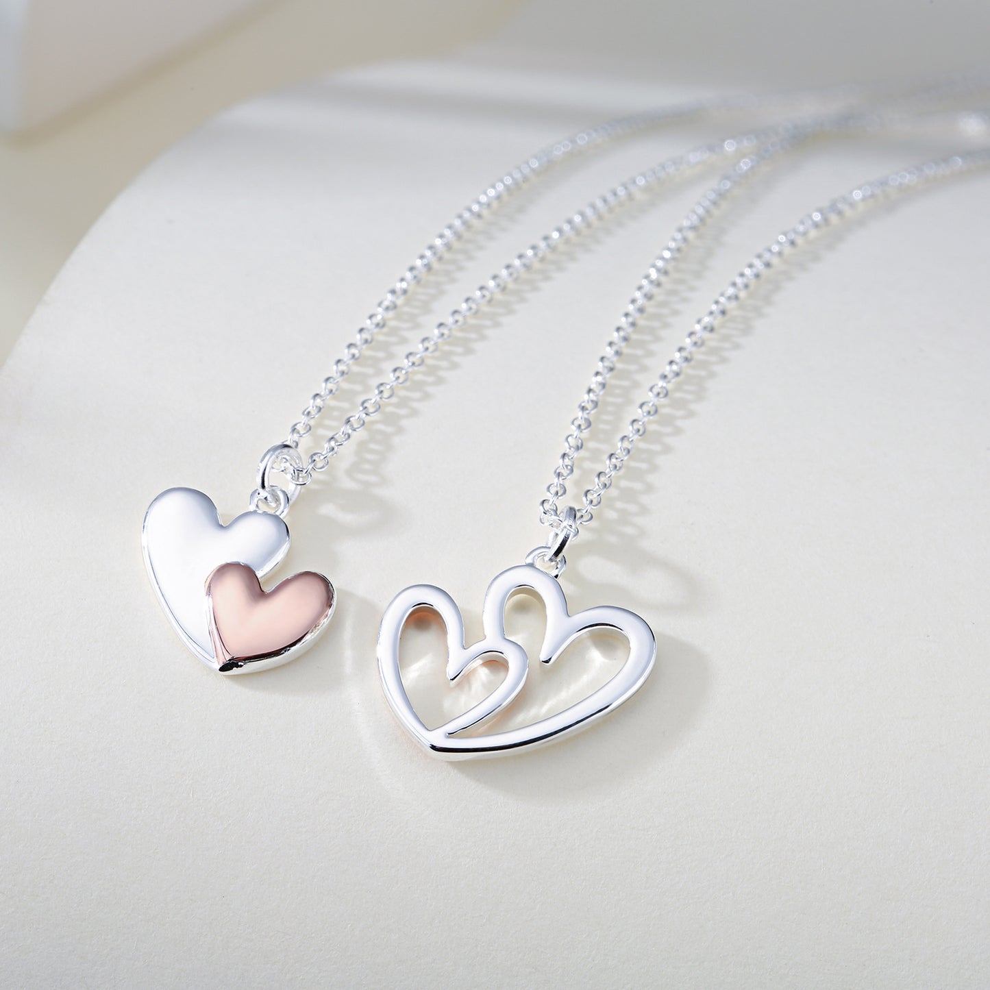 Mother Daughter Friendship Set Love Pendant Two Tone Necklace-Teresa&#39;s Fashionista LLC