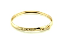 10k Yellow Gold Dome Childrens Diamond Cut Florentine Bangle