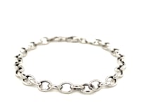 Sterling Silver Polished Charm Bracelet with Rhodium Plating