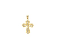 14k Two-Tone Gold Fancy Cross Pendant with Diamond Cuts