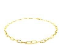 14k Yellow Gold Anklet with Flat Hammered Oval Links