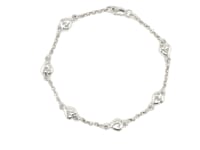 14k White Gold Anklet with Puffed Heart Design