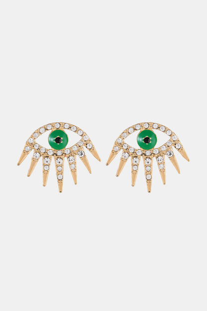 Evil Eye Rhinestone Dangle Earrings-Teresa&#39;s Fashionista LLC