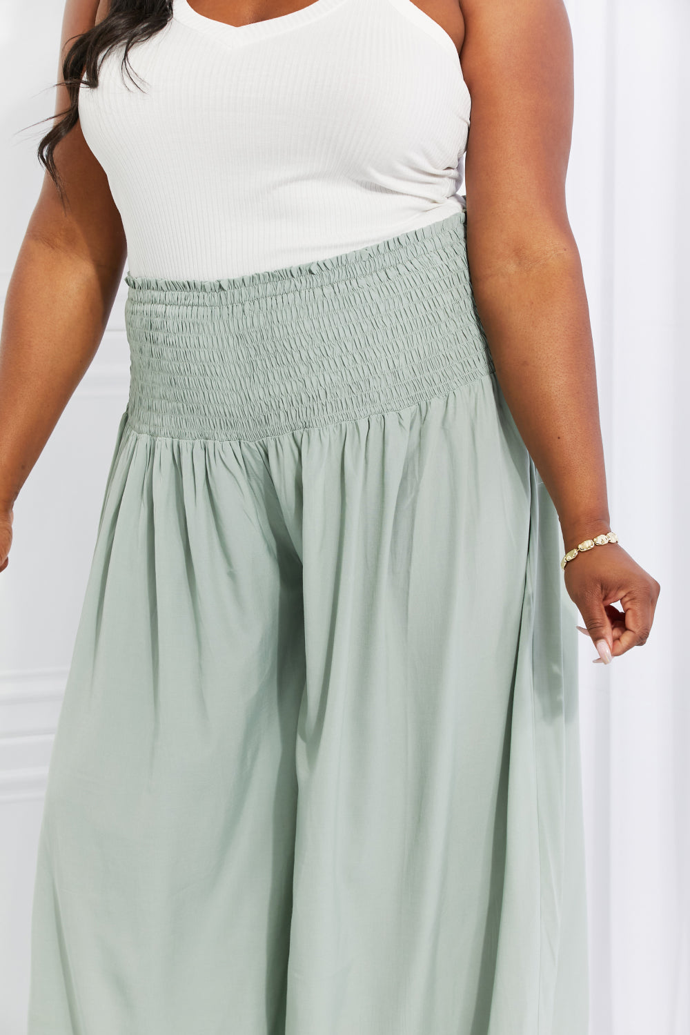 HEYSON Full Size Beautiful You Smocked Palazzo Pants-Teresa&#39;s Fashionista LLC