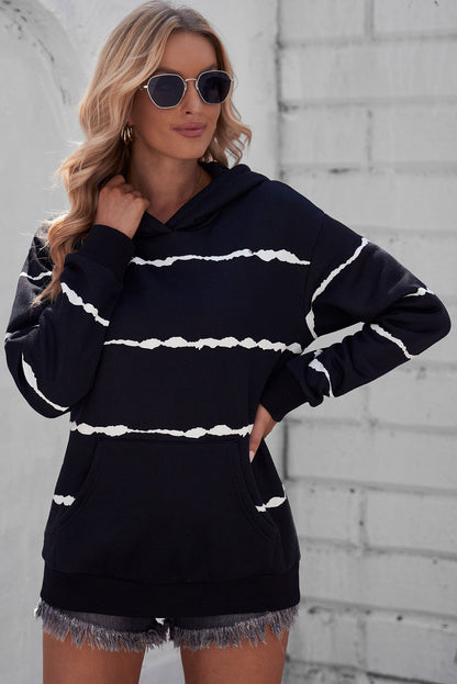 Striped Drop Shoulder Hoodie with Kangaroo Pocket-Teresa&#39;s Fashionista LLC