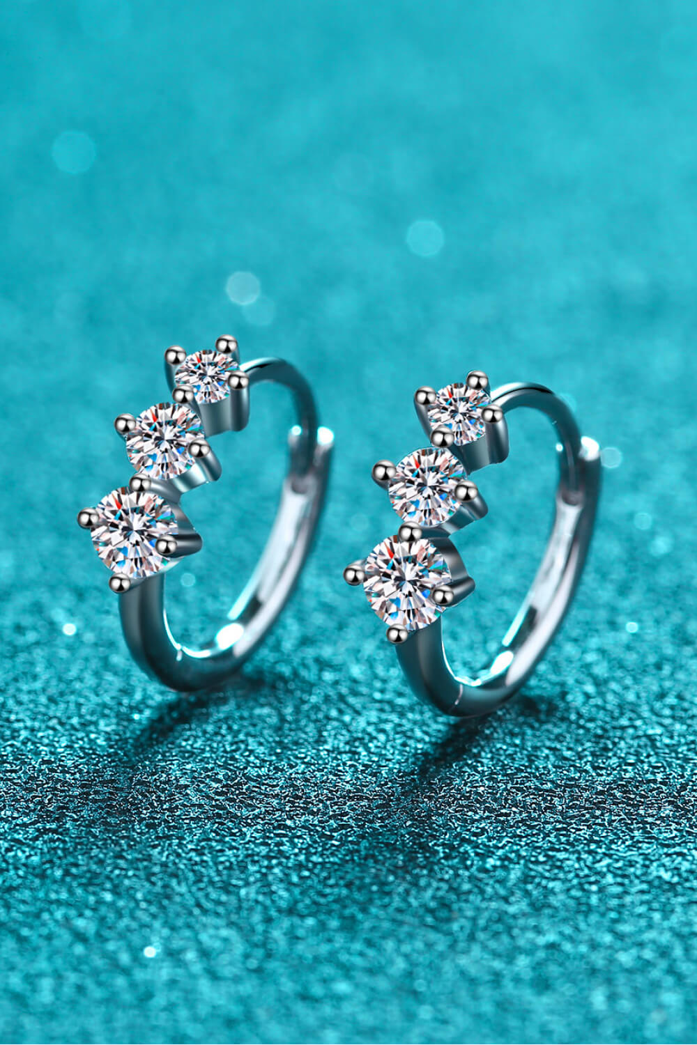 Sterling Silver Moissanite Huggie Earrings-Teresa&#39;s Fashionista LLC