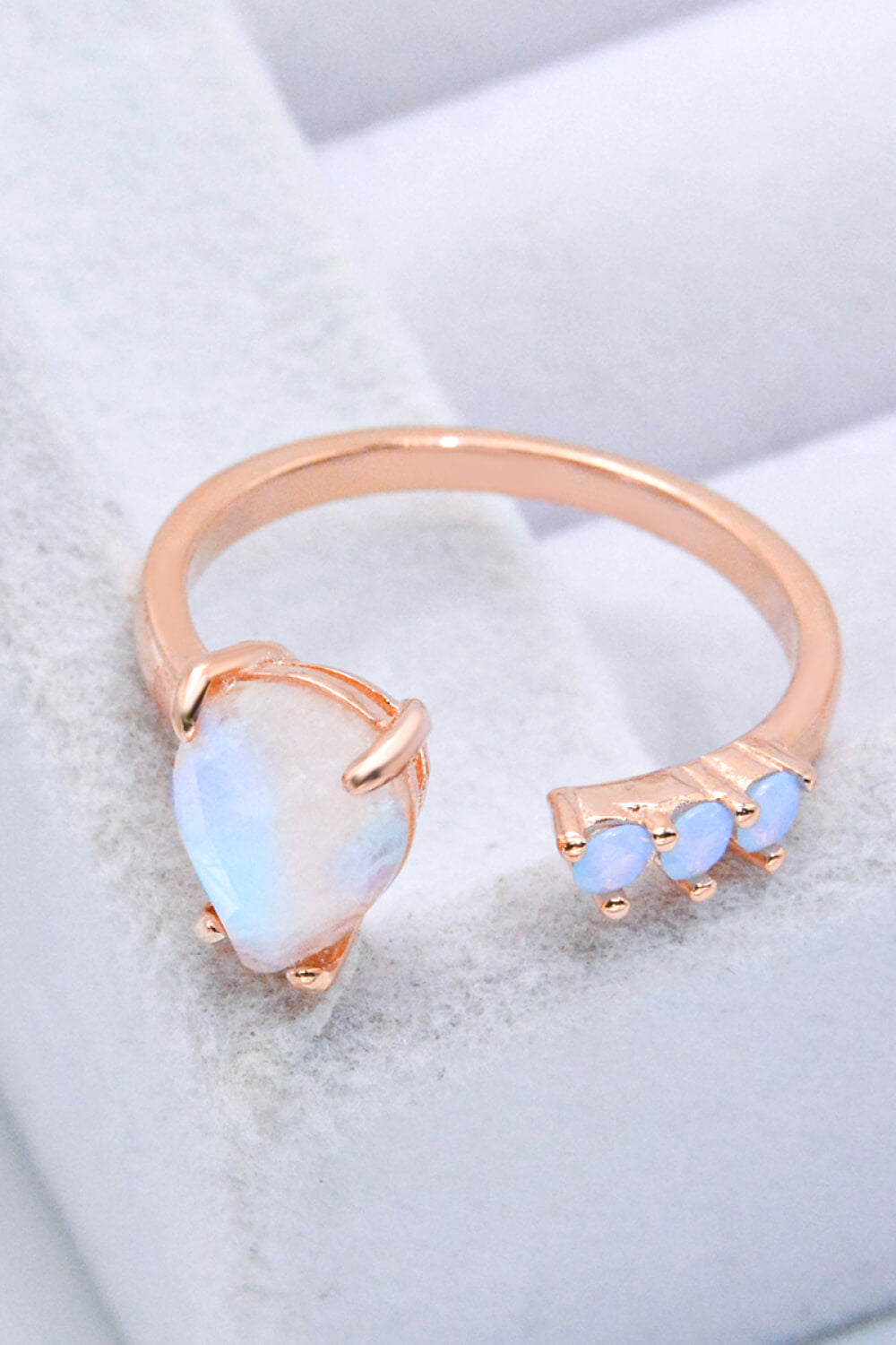 18K Rose Gold-Plated Moonstone Open Ring-Teresa&#39;s Fashionista LLC