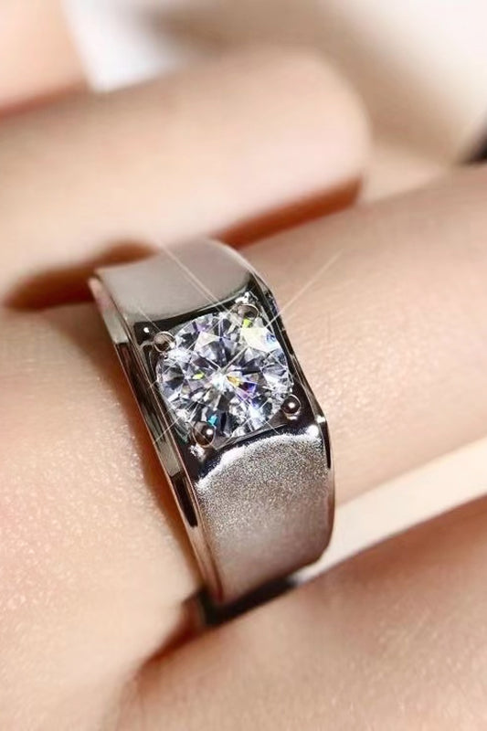 1 Carat Moissanite Wide Band Ring-Teresa&#39;s Fashionista LLC