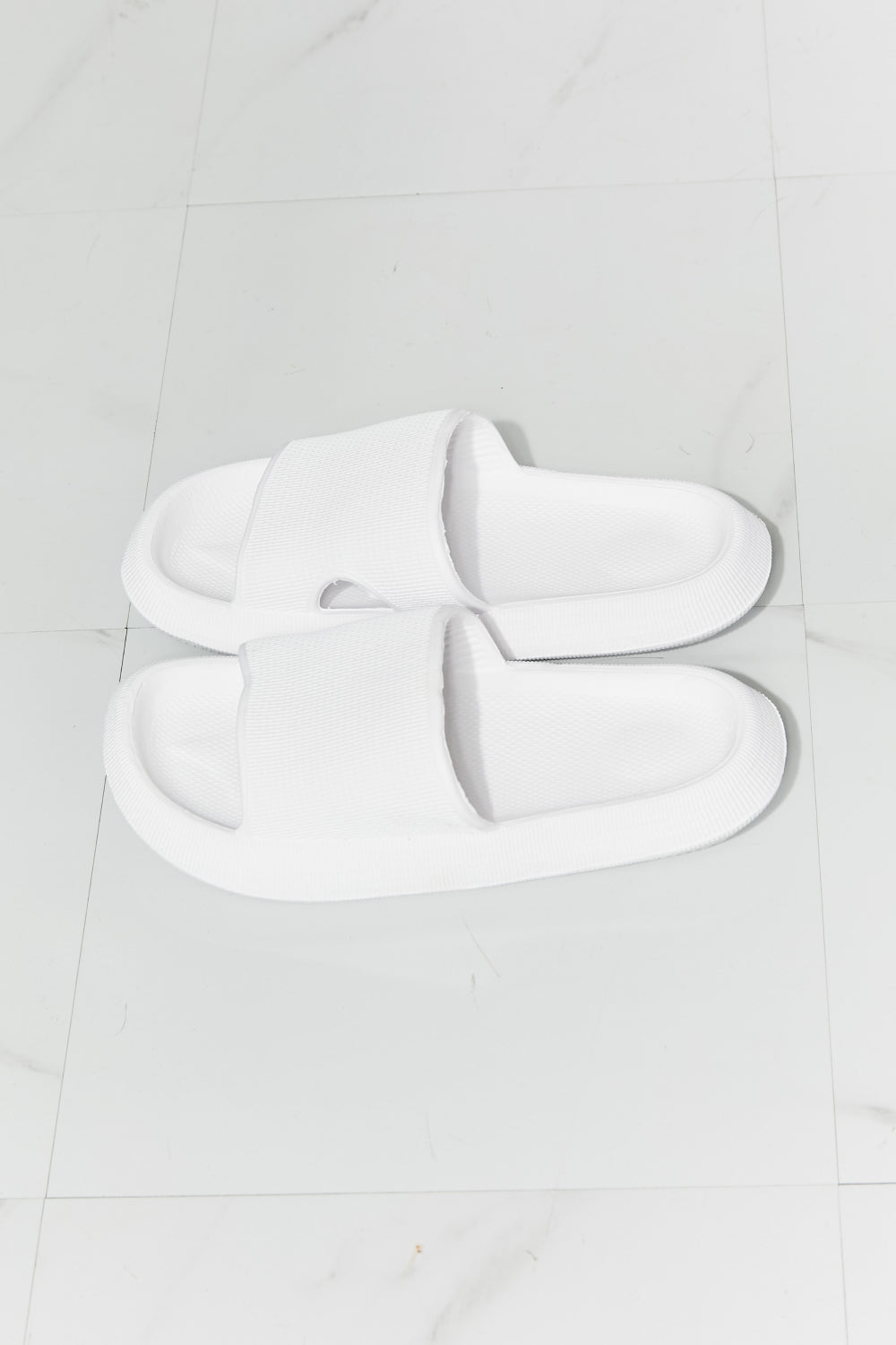 MMShoes Arms Around Me Open Toe Slide in White-Teresa&#39;s Fashionista LLC