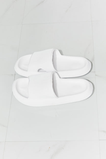 MMShoes Arms Around Me Open Toe Slide in White-Teresa&#39;s Fashionista LLC