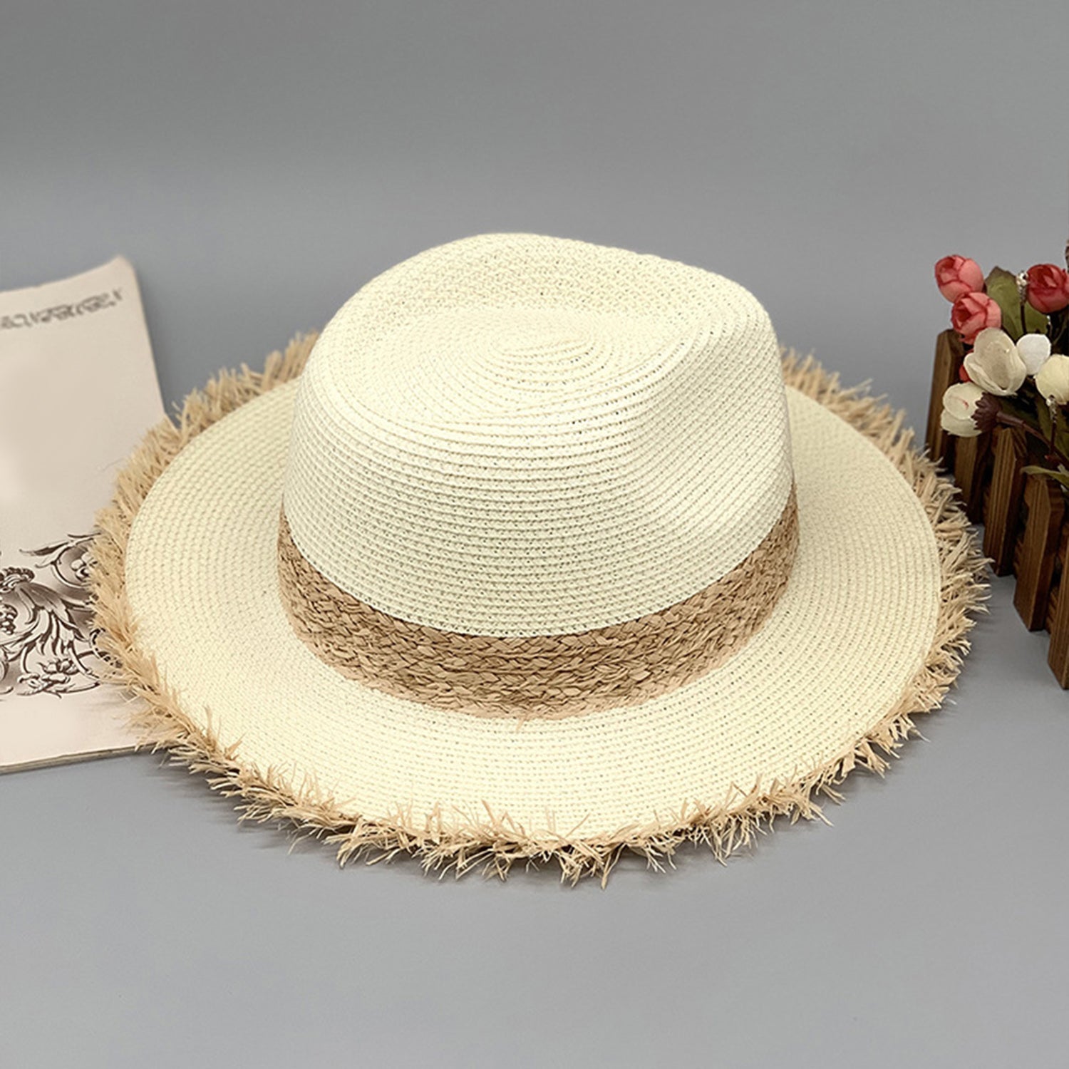 Raw Hem Raffia Hat-Teresa&#39;s Fashionista LLC