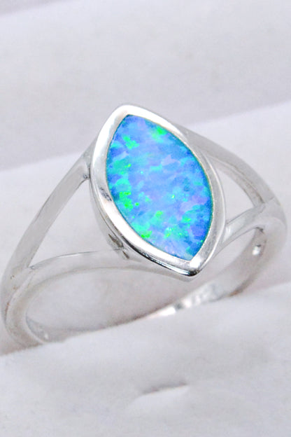 925 Sterling Silver Split Shank Opal Ring-Teresa&#39;s Fashionista LLC