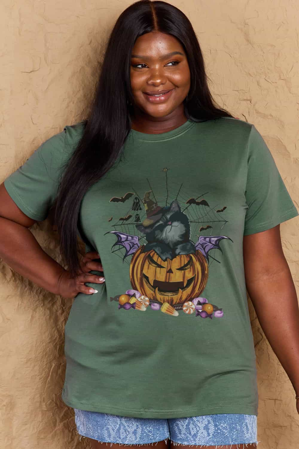 Simply Love Full Size Jack-O'-Lantern Graphic T-Shirt-Teresa&#39;s Fashionista LLC