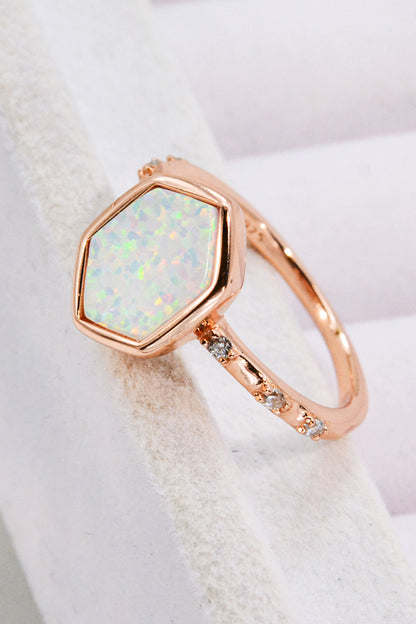 Opal Hexagon 925 Sterling Silver Ring-Teresa&#39;s Fashionista LLC