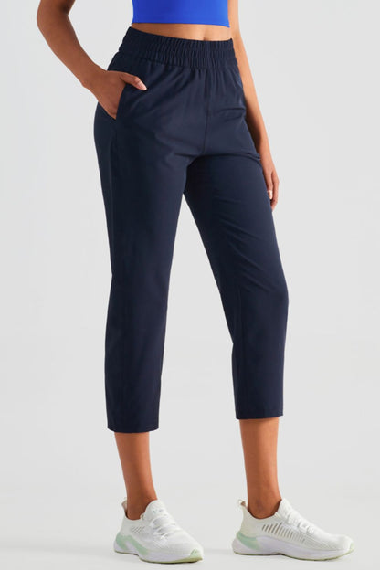 Elastic Waist Cropped Sports Pants-Teresa&#39;s Fashionista LLC