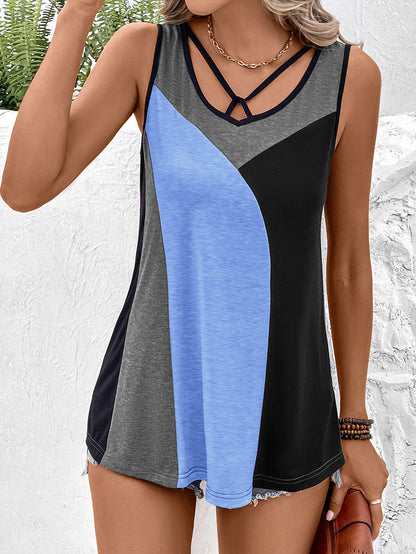 Color Block Tank Top-Teresa&#39;s Fashionista LLC