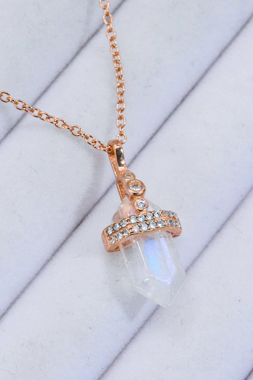 925 Sterling Silver Moonstone Pendant Necklace-Teresa&#39;s Fashionista LLC