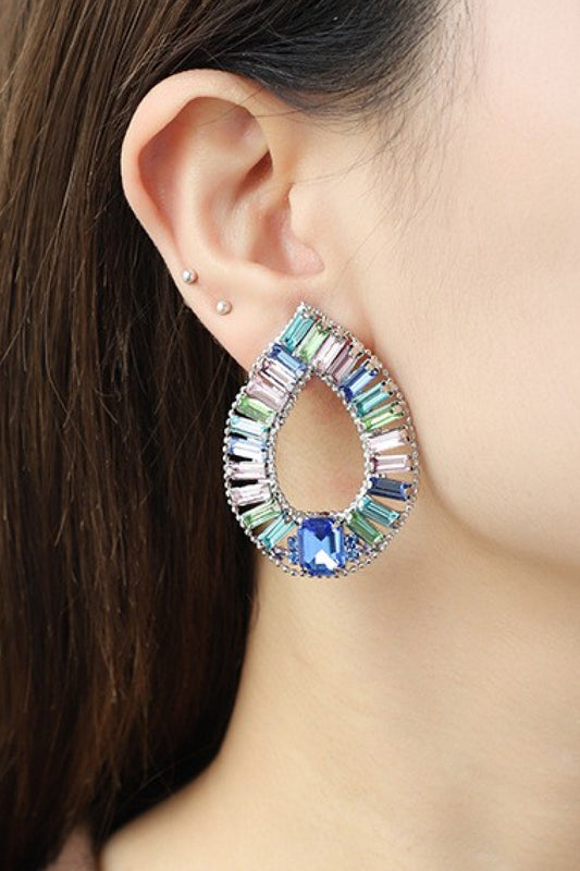 Multicolored Glass Stone Earrings-Teresa&#39;s Fashionista LLC