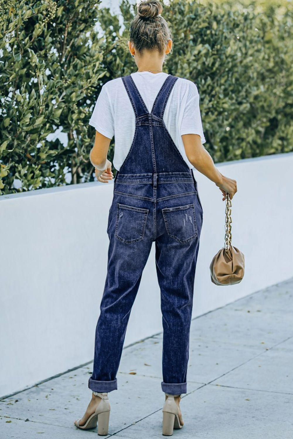 Pocketed Distressed Denim Overalls-Teresa&#39;s Fashionista LLC