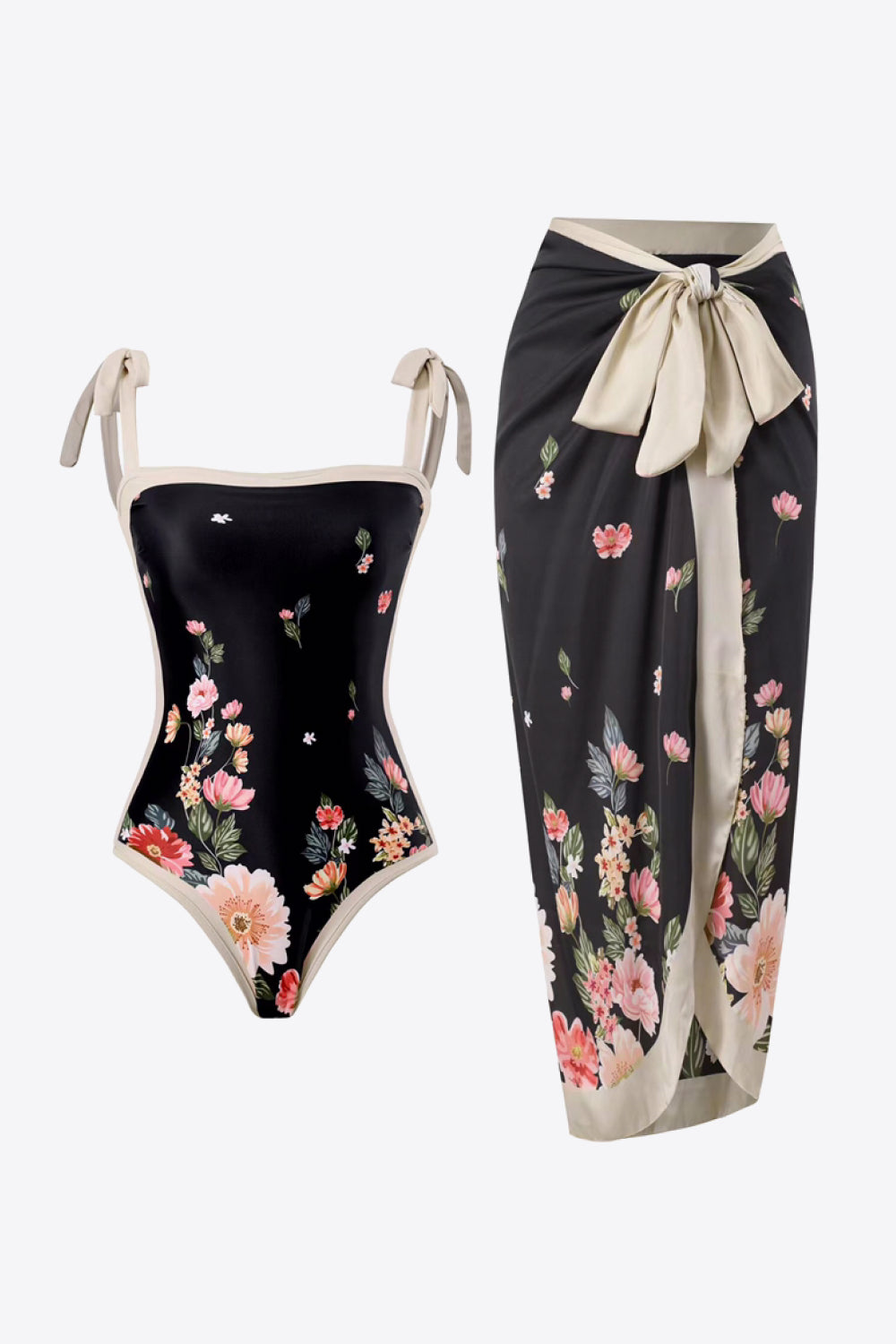 Floral Tie-Shoulder Two-Piece Swim Set-Teresa&#39;s Fashionista LLC