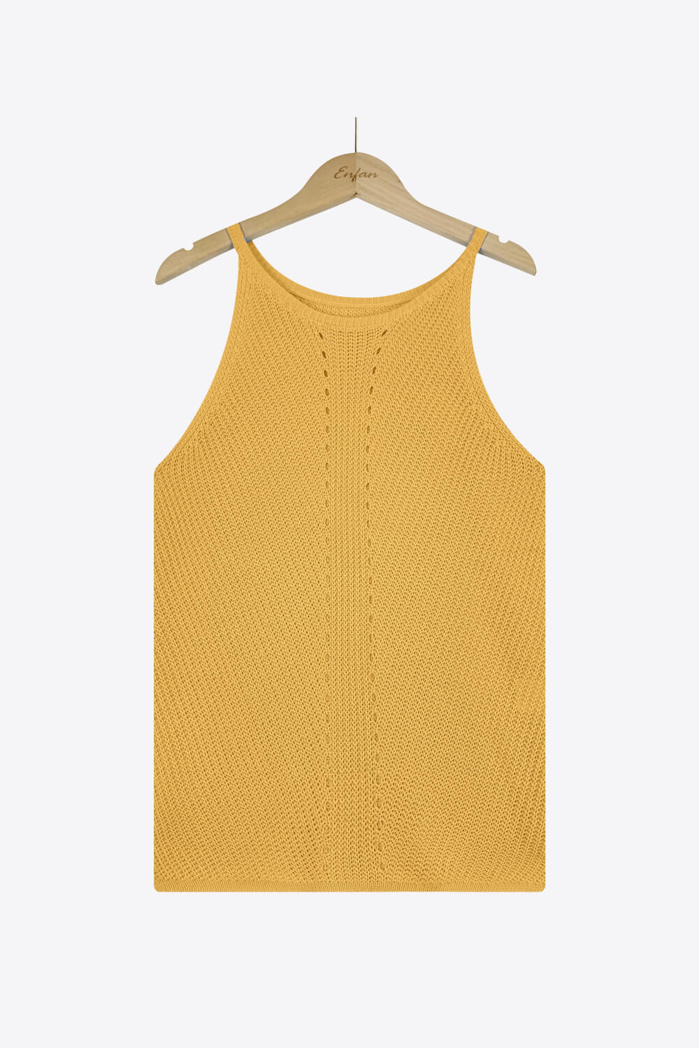 Openwork Grecian Neck Knit Tank Top-Teresa&#39;s Fashionista LLC