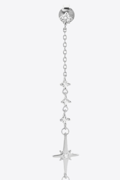 Inlaid Zircon 925 Sterling Silver Single Chain Earring-Teresa&#39;s Fashionista LLC