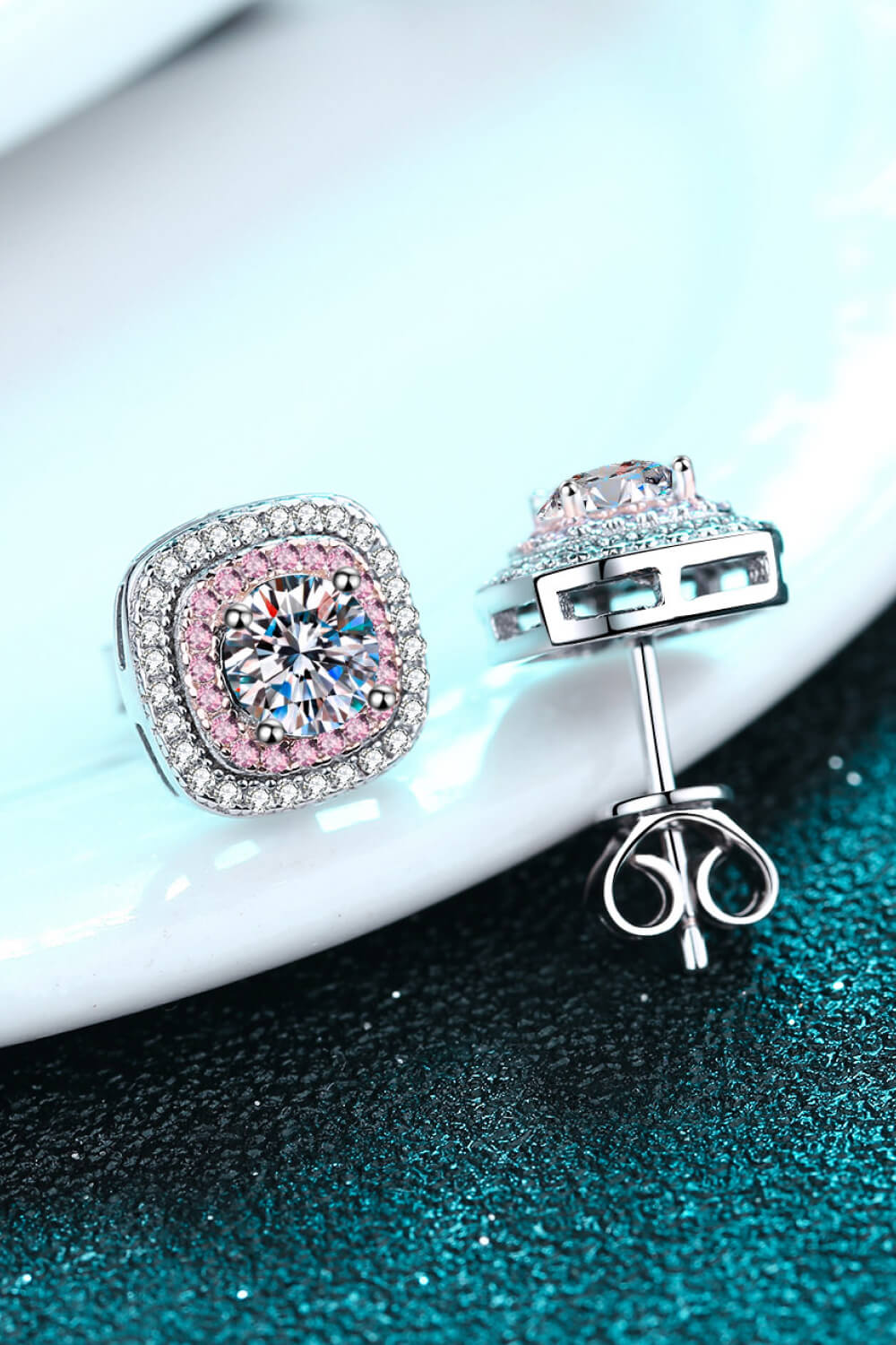 Geometric Moissanite Stud Earrings-Teresa&#39;s Fashionista LLC