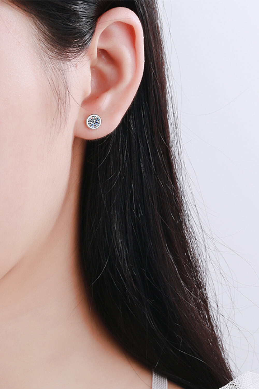 Moissanite Round-Shaped Stud Earrings-Teresa&#39;s Fashionista LLC