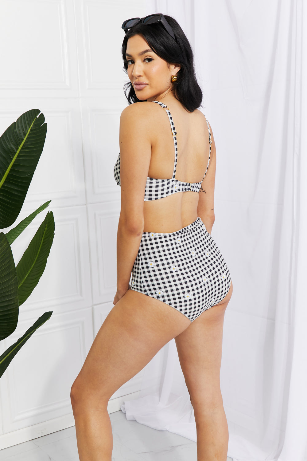 Marina West Swim Take A Dip Twist High-Rise Bikini in Black-Teresa&#39;s Fashionista LLC