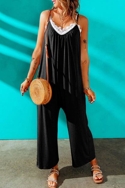 Spaghetti Strap Wide Leg Jumpsuit-Teresa&#39;s Fashionista LLC