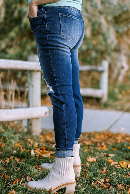 Plus Size Button Fly Distressed Jeans-Teresa&#39;s Fashionista LLC