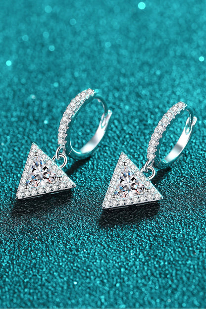 Moissanite Triangle Drop Earrings-Teresa&#39;s Fashionista LLC