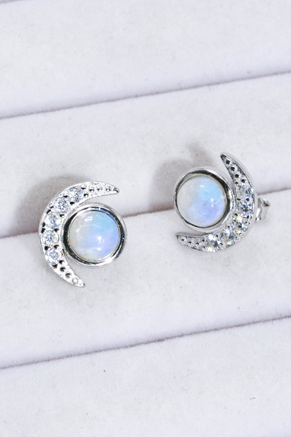 925 Sterling Silver Moonstone Stud Earrings-Teresa&#39;s Fashionista LLC