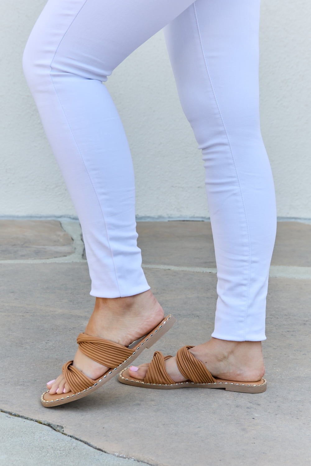 Qupid Summertime Fine Double Strap Twist Sandals-Teresa&#39;s Fashionista LLC