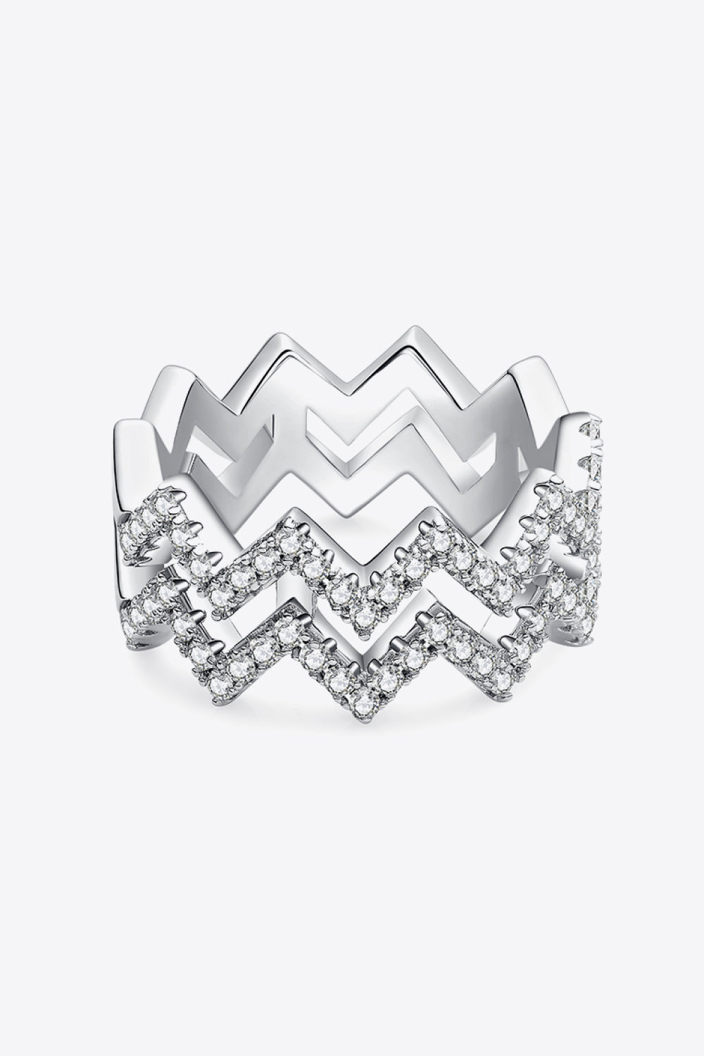 Moissanite Zigzag Stacking Rings-Teresa&#39;s Fashionista LLC