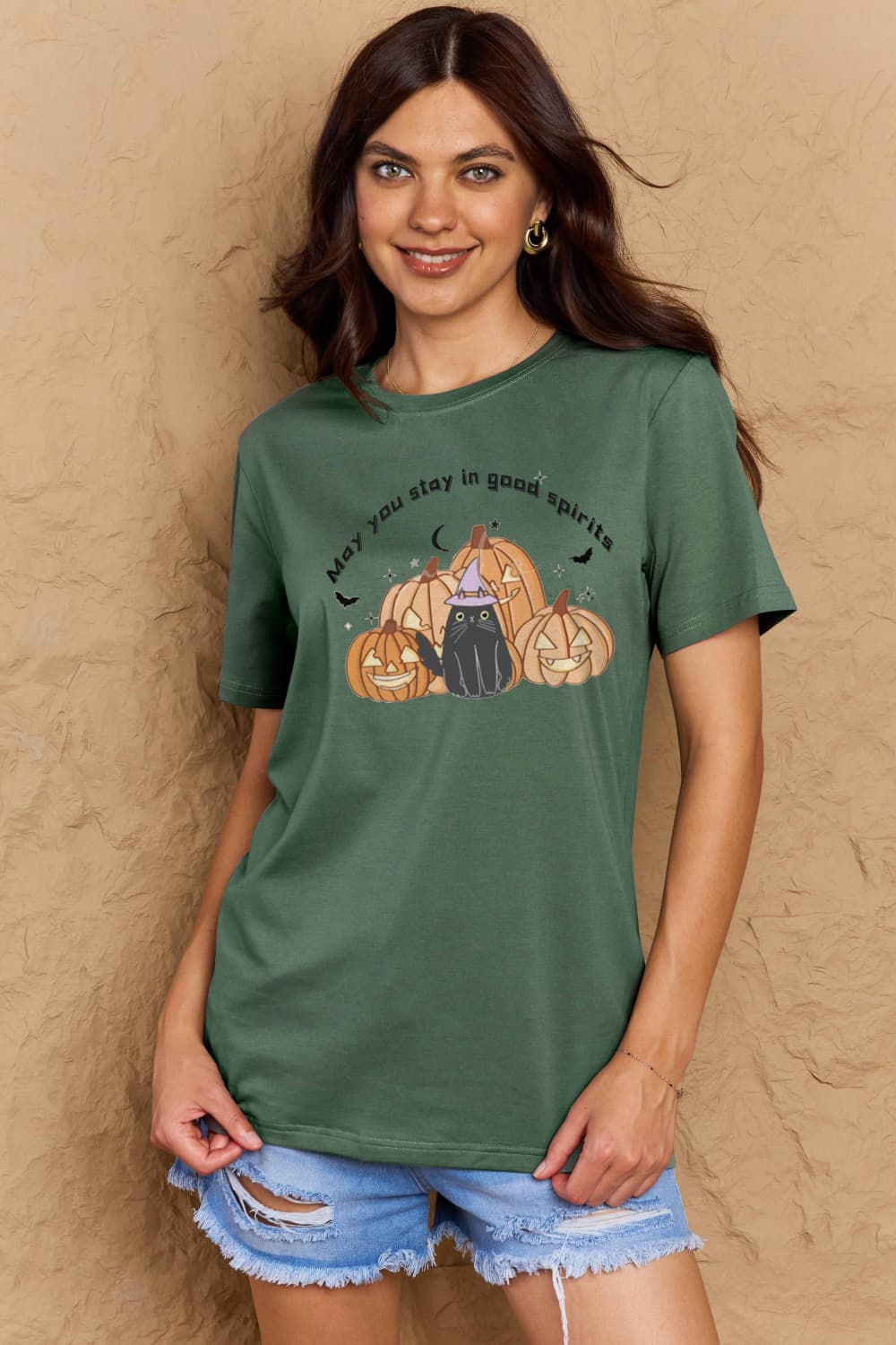 Simply Love Full Size MAY YOU STAY IN GOOD SPIRITS Graphic Cotton T-Shirt-Teresa&#39;s Fashionista LLC