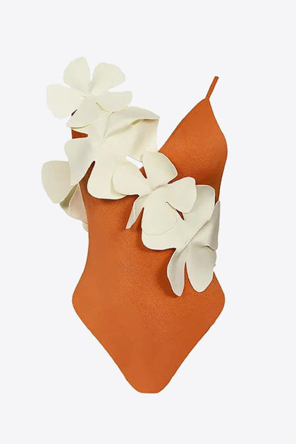 Flower Contrast One-Piece Swimsuit-Teresa&#39;s Fashionista LLC