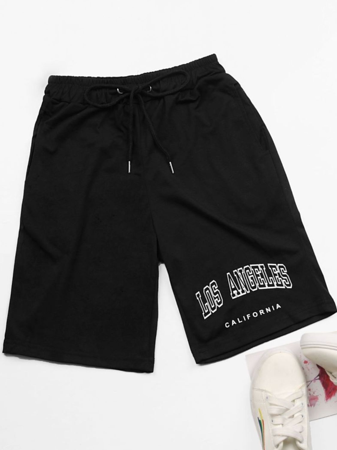 LOS ANGELES CALIFORNIA Graphic Drawstring Shorts-Teresa&#39;s Fashionista LLC