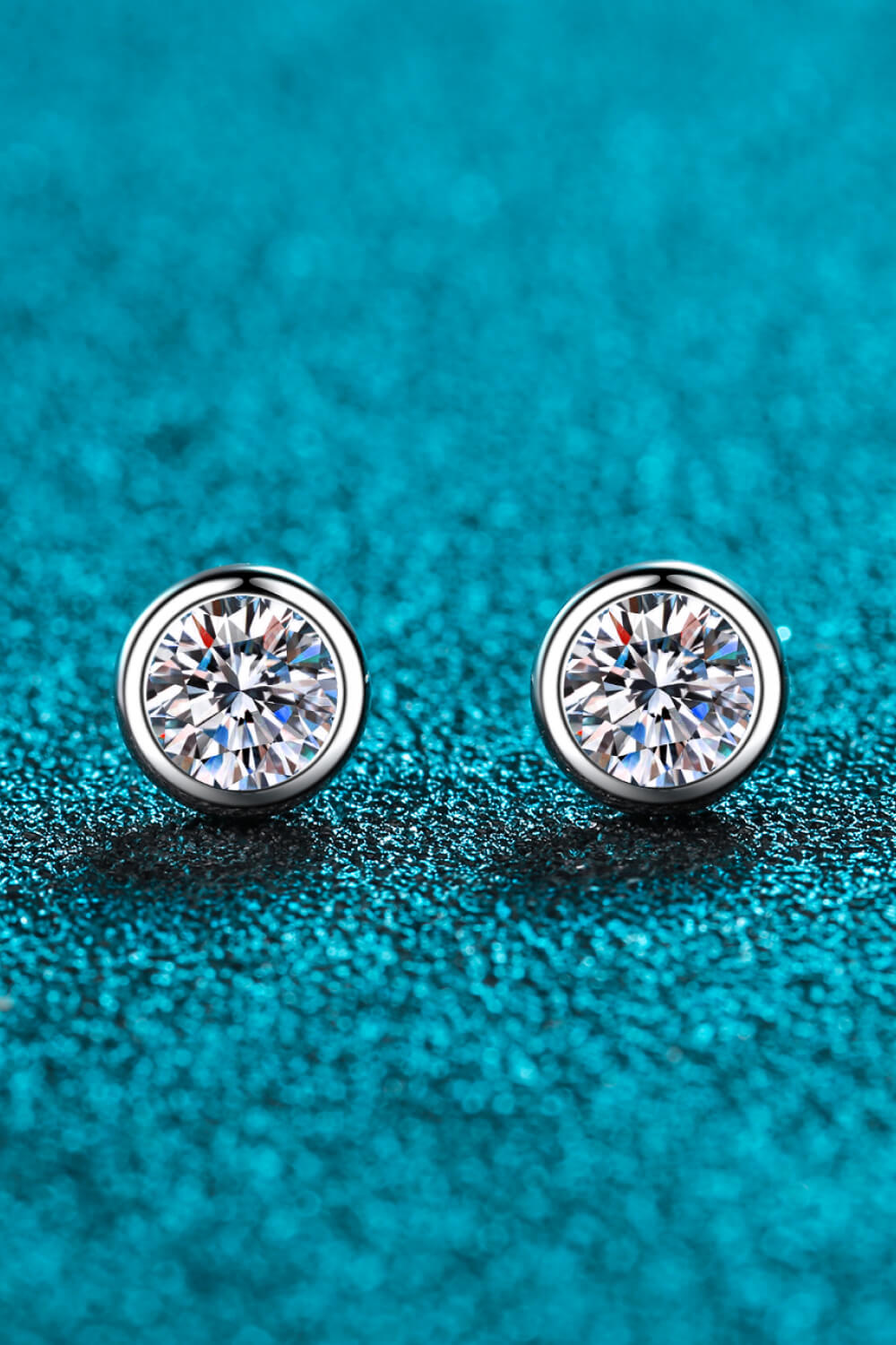 Moissanite Round-Shaped Stud Earrings-Teresa&#39;s Fashionista LLC