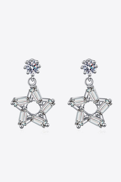 925 Sterling Silver Inlaid Moissanite Star Earrings-Teresa&#39;s Fashionista LLC