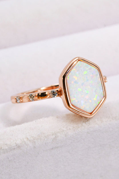 Opal Hexagon 925 Sterling Silver Ring-Teresa&#39;s Fashionista LLC