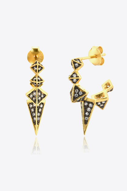 Geometric Zircon Decor 925 Sterling Silver Earrings-Teresa&#39;s Fashionista LLC