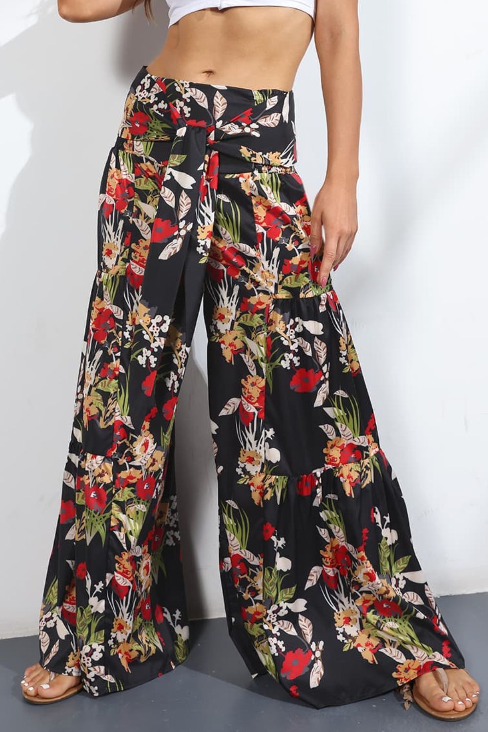 Printed High-Rise Tied Culottes-Teresa&#39;s Fashionista LLC