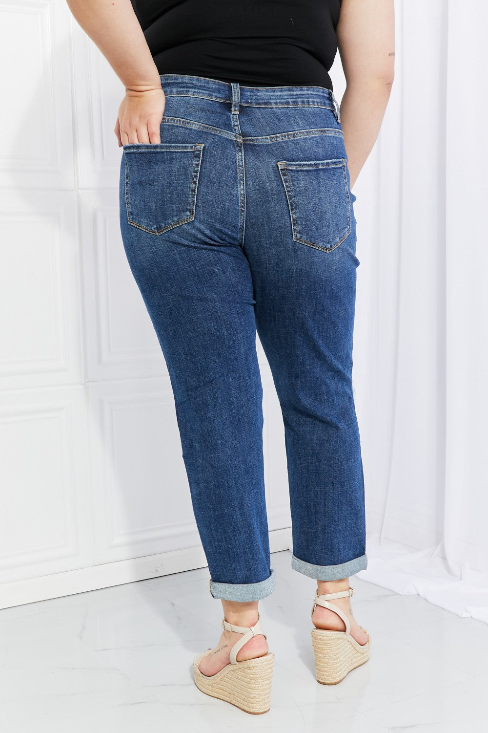 Vervet by Flying Monkey Full Size Distressed Cropped Jeans with Pockets-Teresa&#39;s Fashionista LLC