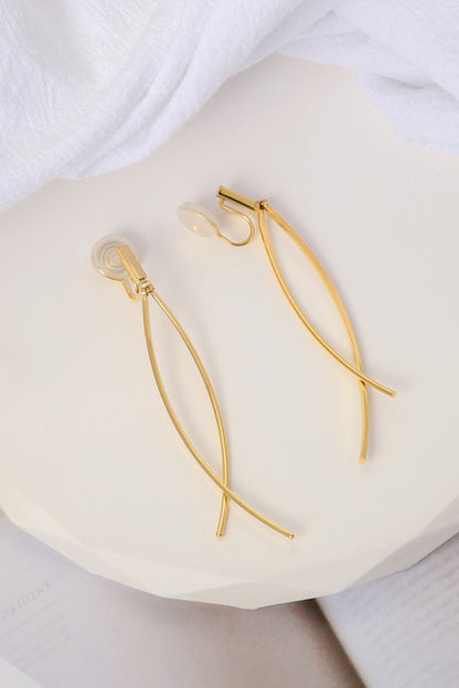 18K Gold Plated Clip-On Earrings-Teresa&#39;s Fashionista LLC