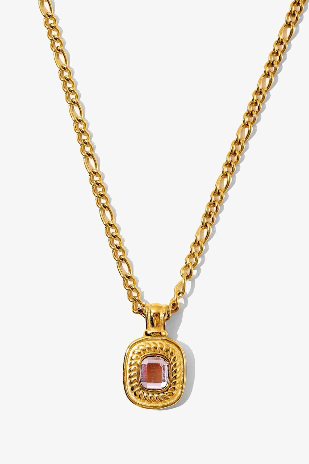 18K Gold Plated Inlaid Rhinestone Pendant Necklace-Teresa&#39;s Fashionista LLC